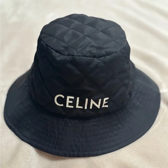 Celine Black Quilted BucketHat with White Logo, Sz S, NWOT Celine | Accessories | Celine 224 New Color Matching Hollow  main image 3